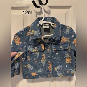 Cat & Jack Blue Denim Jacket with Cartoon Print
